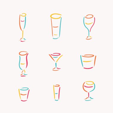 Kokteyller Icon set.