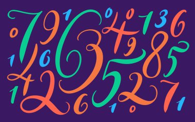 Renkler numaraları. El yazısı.