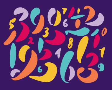 Renkler numaraları. El yazısı.