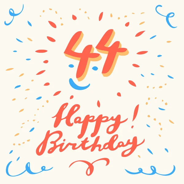 44ª Tarjeta Feliz Cumpleaños . — Vector de stock