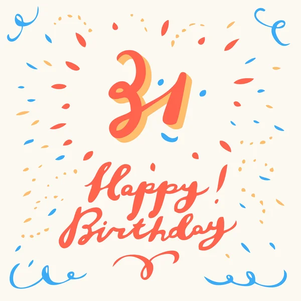 31 på födelsedagen-grattiskort. — Stock vektor