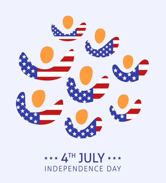 4th of July. Mensen vieren. — Stockvector