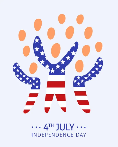 4th of July. Mensen vieren. — Stockvector