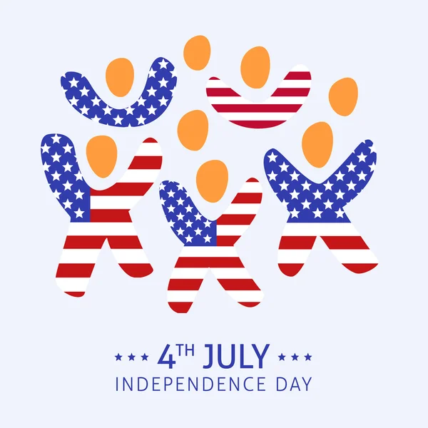 4th of July. Mensen vieren. — Stockvector