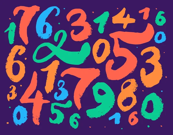 Números de colores. Escritura a mano . — Vector de stock