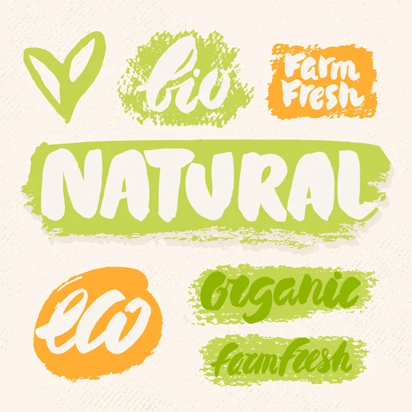 Ecológico, natural, bio, ecológico y fresco de la granja — Vector de stock