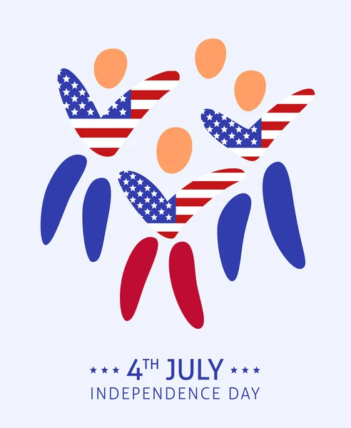 Le 4 juillet. Célébrer les gens . — Image vectorielle