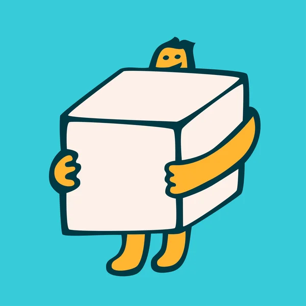 Homme avec boîte. Illustration du concept de livraison . — Image vectorielle