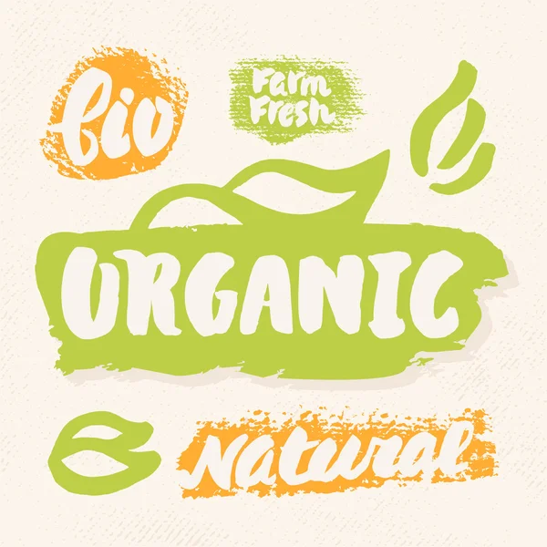 Orgânico, natural, bio, eco e fazenda fresca —  Vetores de Stock