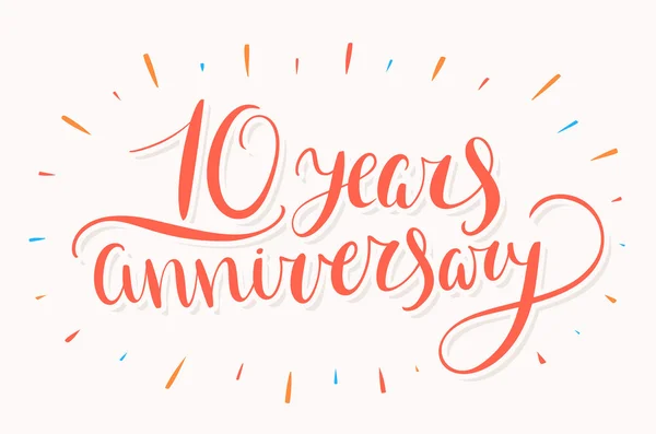 10º aniversario. Letras manuales . — Vector de stock