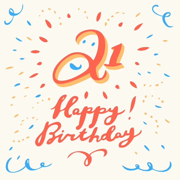 21ª Tarjeta Feliz Cumpleaños . — Vector de stock