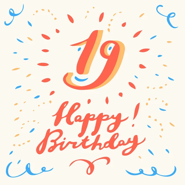 19 Buon Compleanno . — Vettoriale Stock