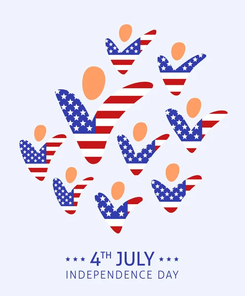 4th of July. Mensen vieren. — Stockvector