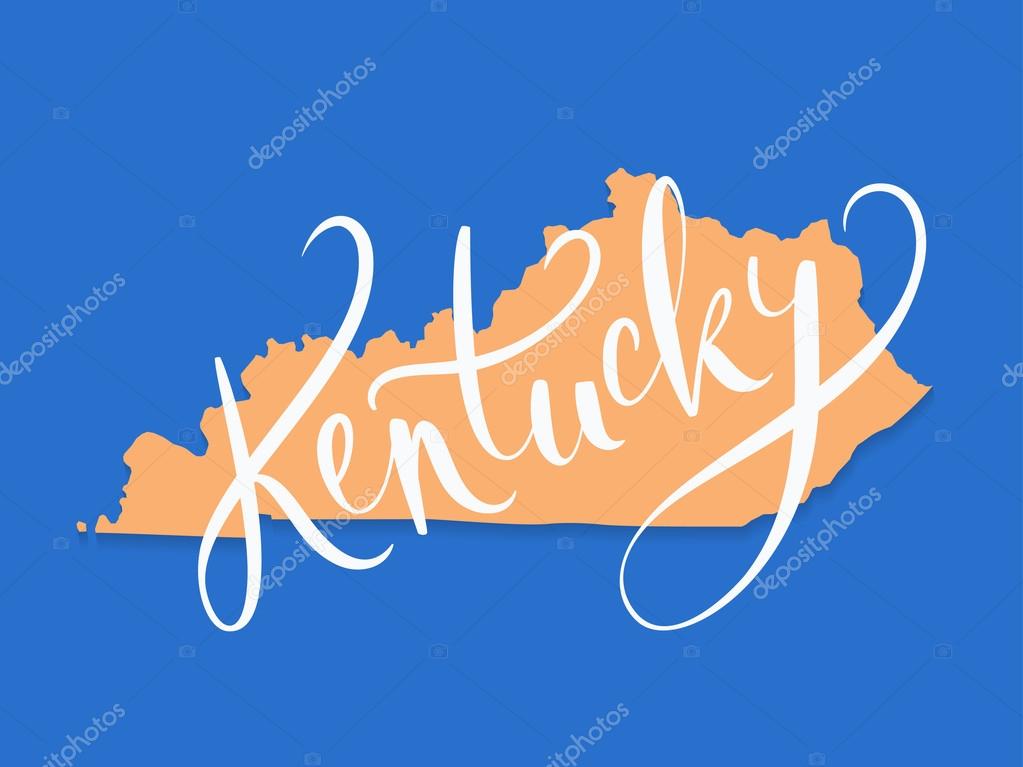 Kentucky state. Lettering and vector map.