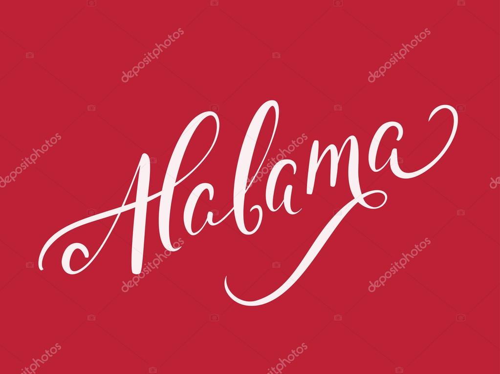 Alabama state. Lettering and vector map.