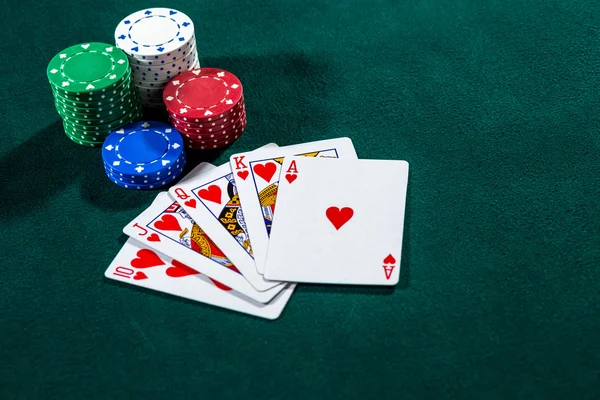 Poker play. Chips and cards — Stock Photo, Image