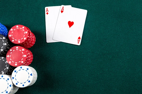 Poker play. Chips and cards — Stock Photo, Image