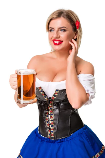 Schönes junges blondes Mädchen vom Oktoberfest Bier stein — Stockfoto