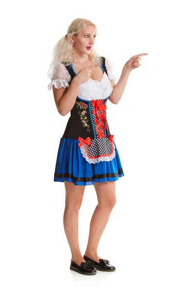 Belle jeune fille blonde d'oktoberfest bière stein — Photo