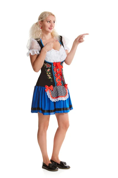 Belle jeune fille blonde d'oktoberfest bière stein — Photo