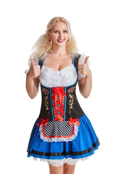 Bella ragazza bionda di oktoberfest birra stein — Foto Stock