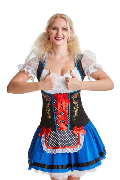 Beautiful young blond girl of oktoberfest beer stein — Stock Photo, Image