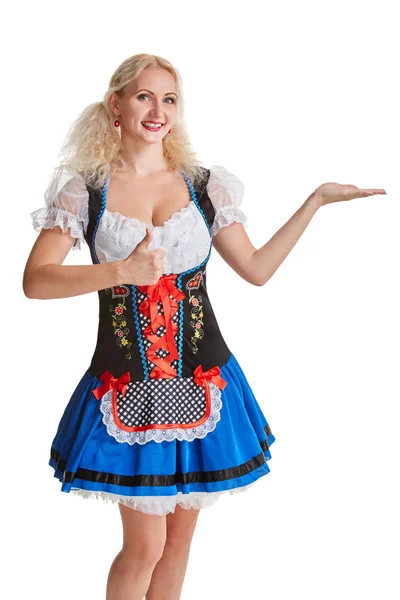 Schönes junges blondes Mädchen vom Oktoberfest Bier stein — Stockfoto