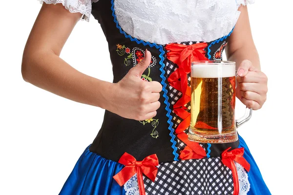 Schönes junges blondes Mädchen vom Oktoberfest Bier stein — Stockfoto