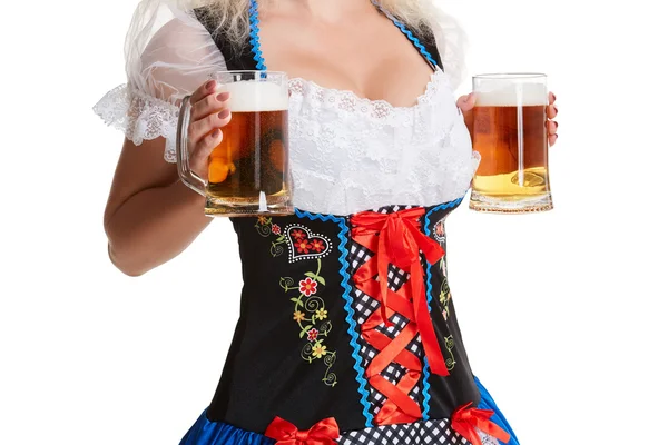 Mooie jong blond meisje van oktoberfest bier stein — Stockfoto