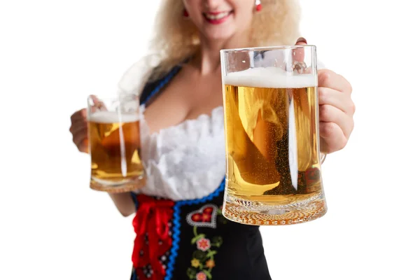 Oktoberfest bira Stein güzel genç sarışın kız — Stok fotoğraf