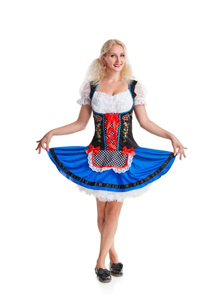 Belle jeune fille blonde d'oktoberfest bière stein — Photo