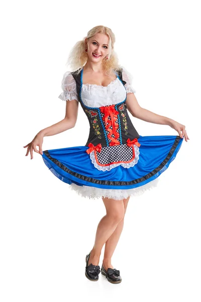 Beautiful young blond girl of oktoberfest beer stein — Stock Photo, Image