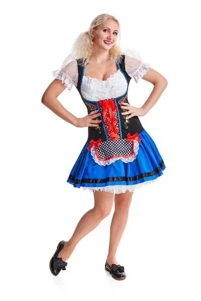 Hermosa joven rubia chica de oktoberfest cerveza stein — Foto de Stock