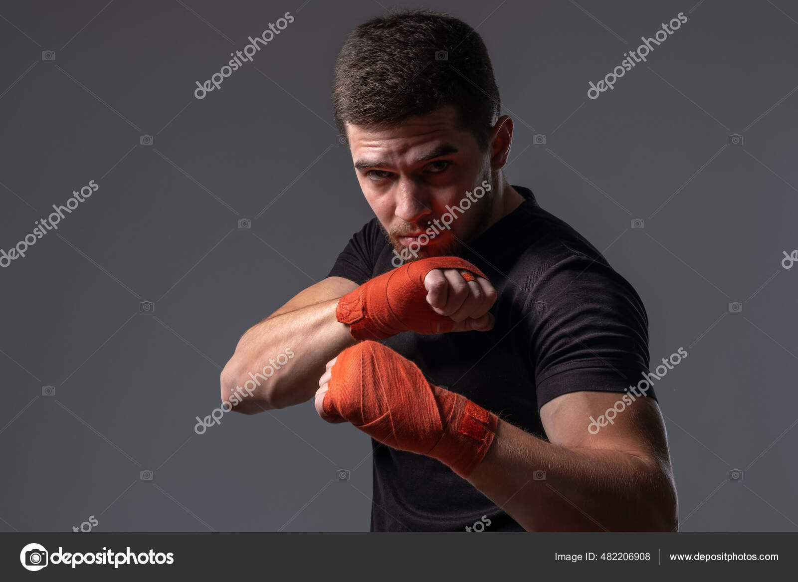 Boxer With Red Handwraps Stock Image Of Masculinity 8600478
