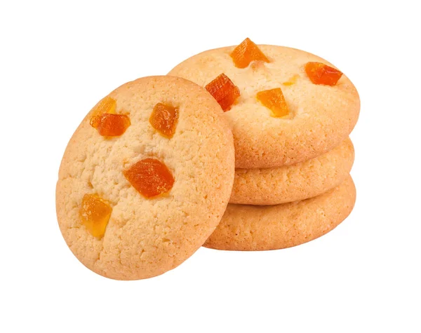 Montón de galletas de almendras con albaricoque seco aislado en blanco —  Fotos de Stock