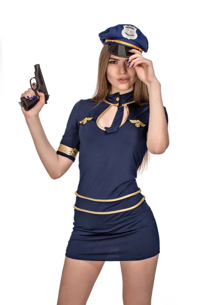 A girl wearing police — Stock Photo, Image