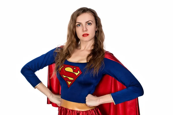 Flicka i kostym superwoman — Stockfoto