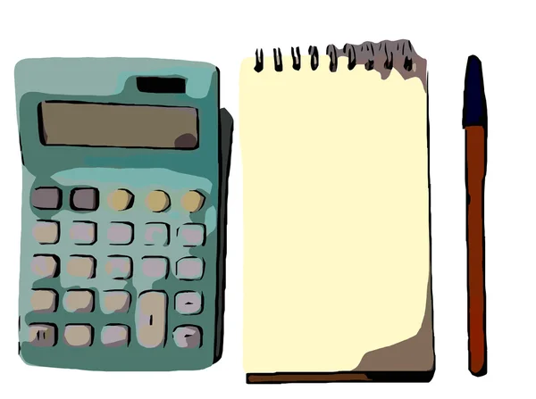 Calculatrice et vecteur de stylo — Image vectorielle