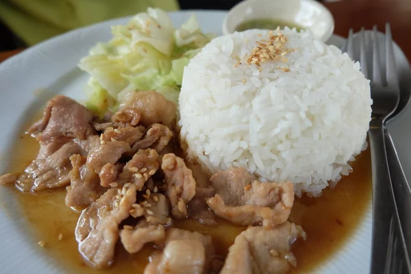 Korean pork with rice — Stock Photo, Image