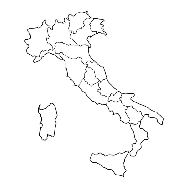 Mapa Simple Italia Líneas Negras — Vector de stock