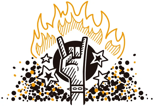 Felsensymbol im Feuer — Stockvektor