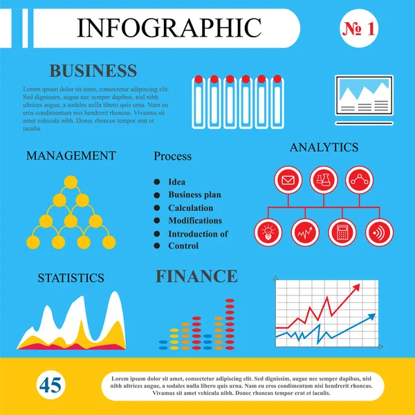 Infographics in flat style. Business processes and plan. — Stock Vector