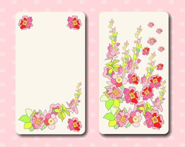 Dekoratif elemanlar ve çiçeklerle şık kartları