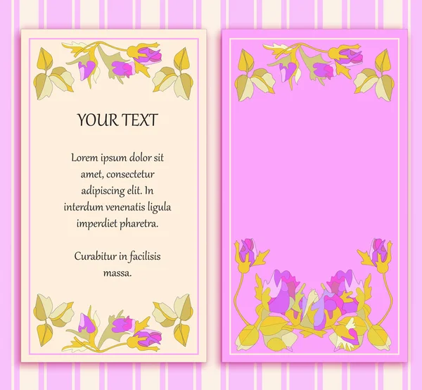 Stilvolle Karten mit dekorativen Elementen und Blumen — Stockvektor