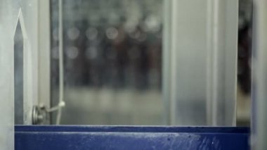 Şişeler Bant konveyör üzerinde hareket ediyor