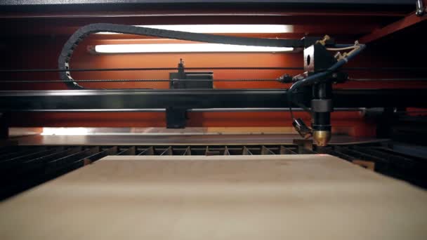 A machine for cutting plywood with a laser — Stock Video