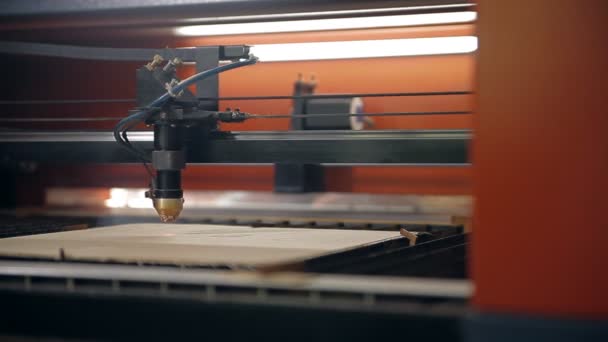 Een machine voor snijden multiplex met een laser — Stockvideo