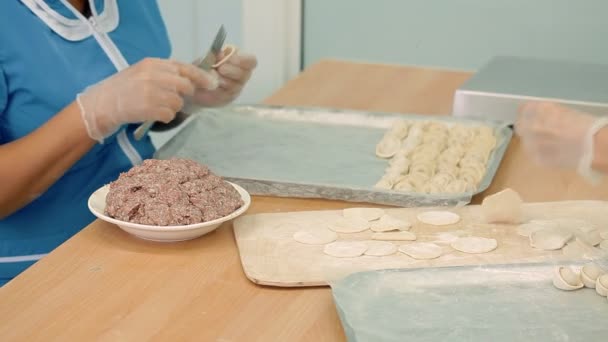 Realizzazione di gnocchi, un piatto nazionale russo — Video Stock