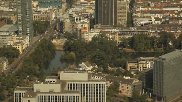 Dusseldorf dari ketinggian penerbangan burung — Stok Video