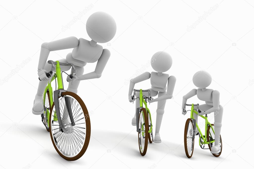cyclist in three angles